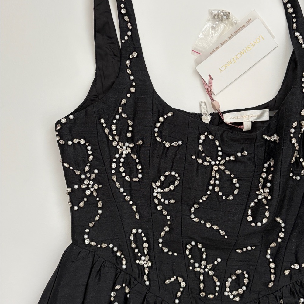 NWT w/flaw LoveShackFancy Brookhaven Embellished Mini Dress - Picture 7 of 10